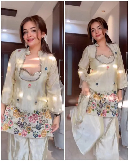 Premium Ivory Bustier with Coord – Zardoshi Set