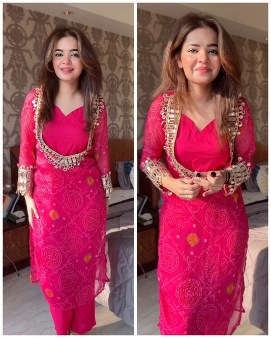 3-Piece Bustier Chiffon Set- Pink