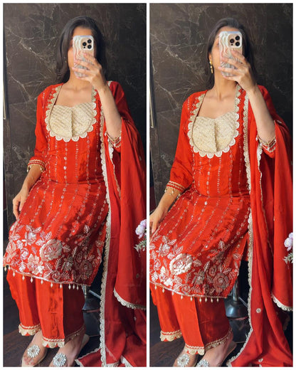 Premium Shimmer Tissue Bustier Suit- Rust