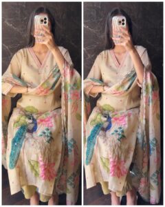 Premium Peacock Chanderi Cotton Suit