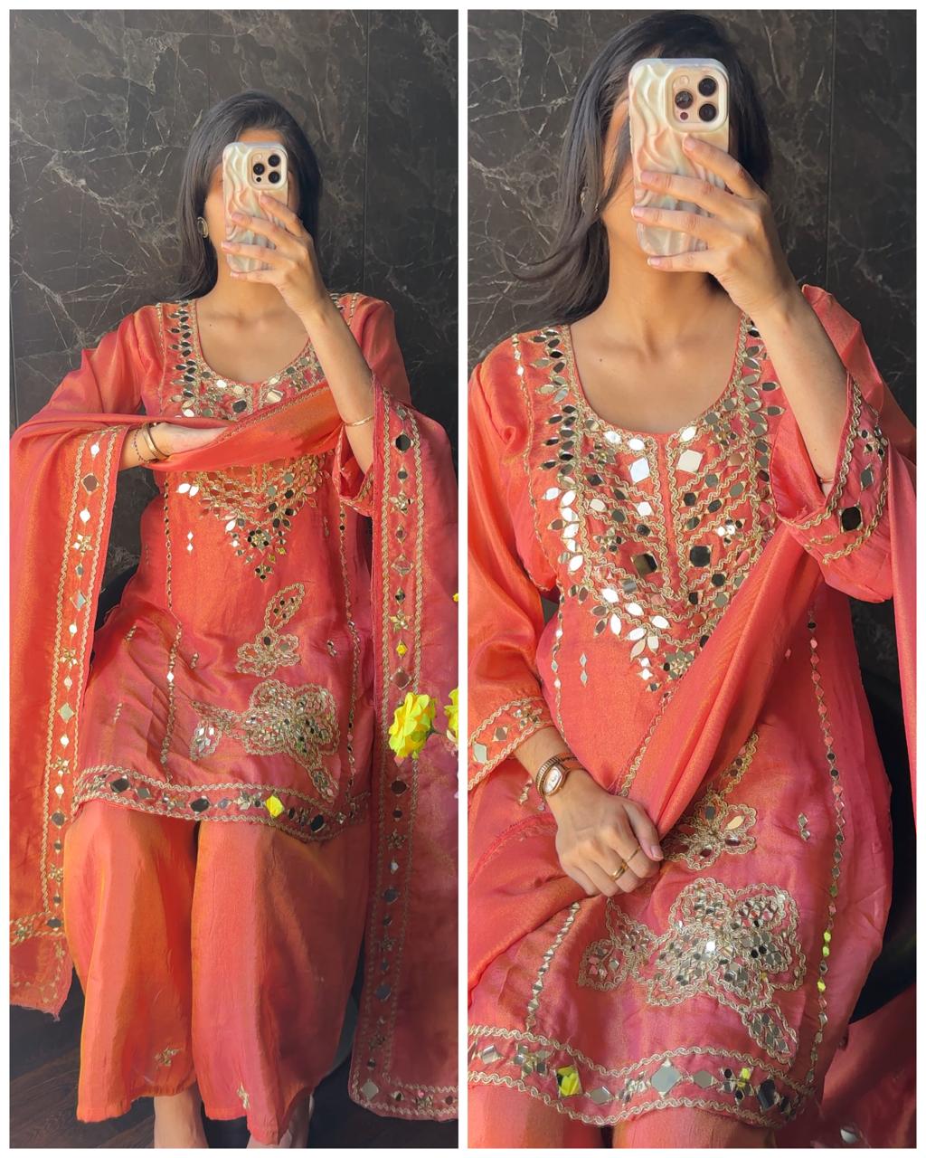 Premium Crepe Tissue Mirror fit – Rust Peach