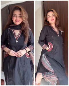 Stylish Embroidered Cotton Pocket Suit – Black