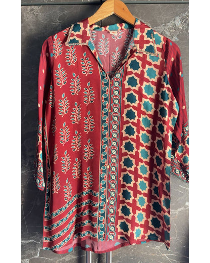 Premium Crepe Shirt -Maroon