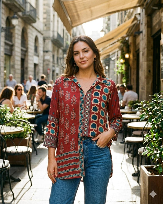 Premium Crepe Shirt -Maroon