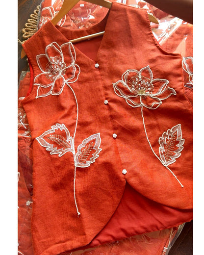 Premium Cotton Embroidered Coords – Rust