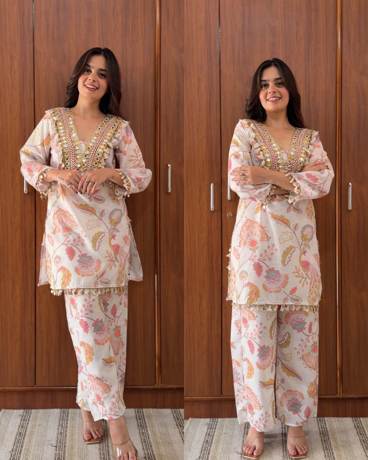 Premium linen Cotton Coord – Peach