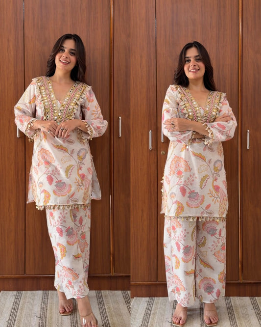 Premium linen Cotton Coord – Peach