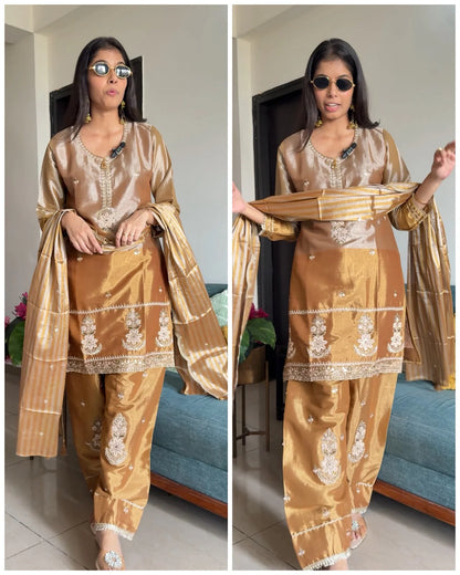 Champagne Royale – Premium Tissue farshi Suit Set