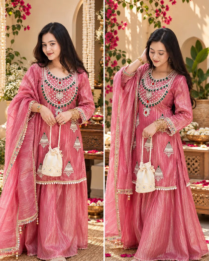 Pink Charm suit set – jwellery neckline