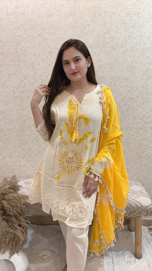 Cotton Pakistani Handwork-YELLOW