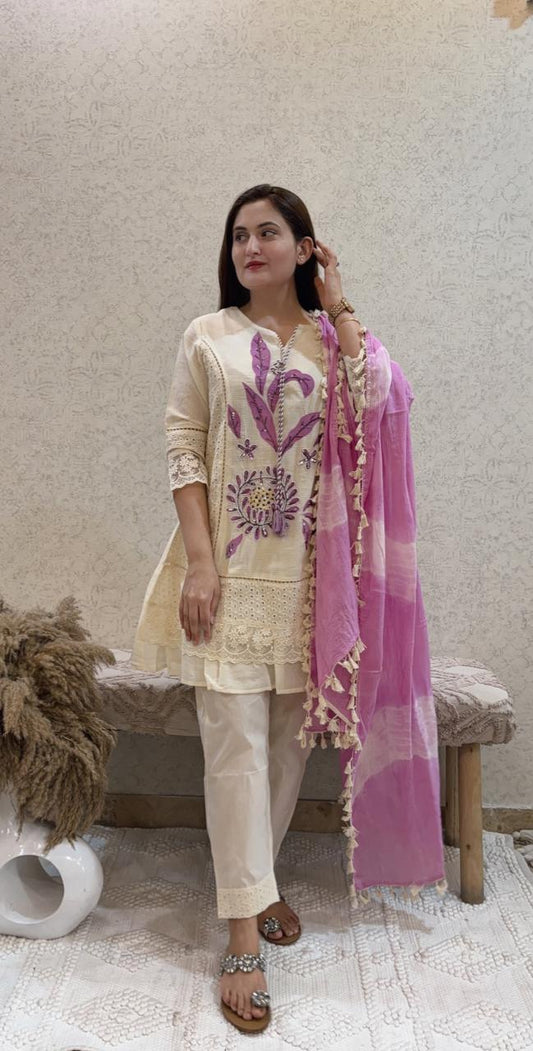 Cotton Pakistani Handwork-Purple